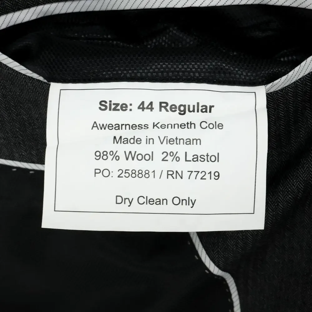 Kenneth Cole Sport Coat Mens 44R Gray Wool Jacket Lined Blazer Awearness Preppy